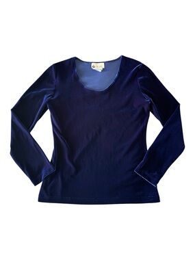 Vintage 90s Chagall blue velvet long sleeve Practical Magic style top